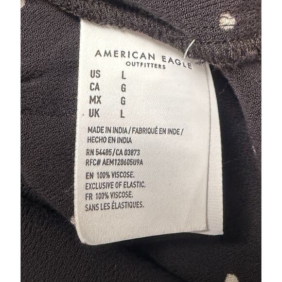 American Eagle Womens Large Black Polka Dot Wrap Dress Long Sleeve NEW - Picture 7 of 8